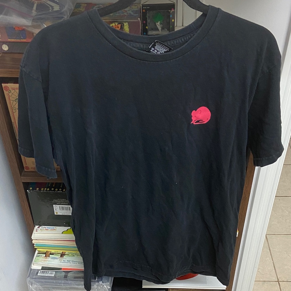 Vintage Obey Charcoal Tee with Vibrant Pink Detail